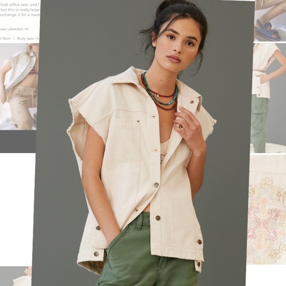 Anthropologie NWT Pilcro Embroidered Denim Vest Size M. - Picture 3 of 13